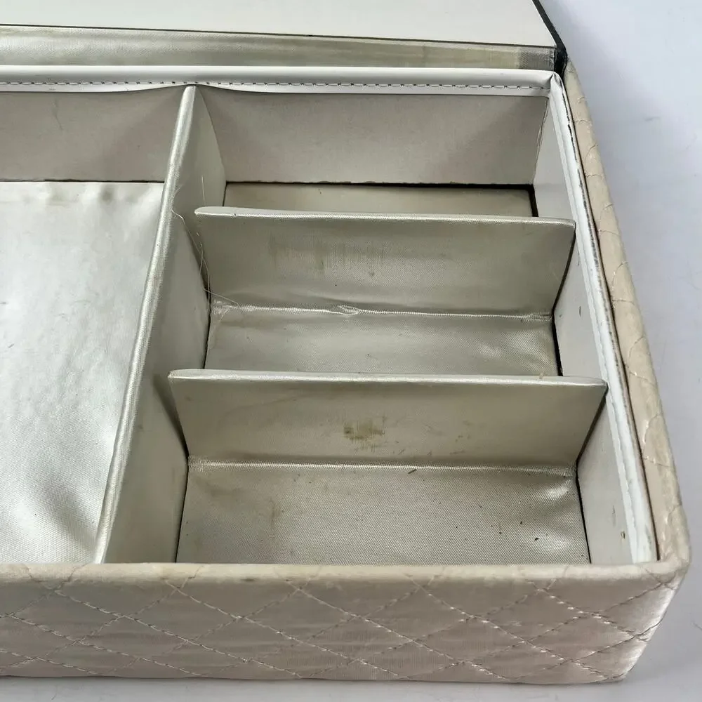 Vintage Quilted Satin Ballet Dancer Jewelry Box August Albo Print Lid 9.5